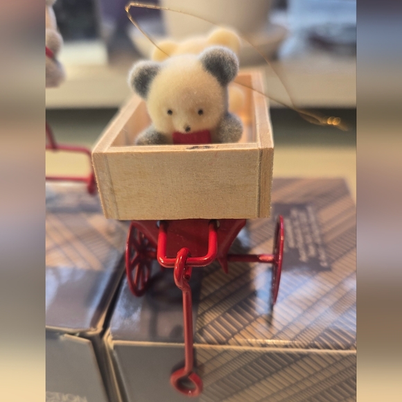 Avon Teddy Bear Ornament Collection - Teddies in Wagon and on Tricycle - Picture 7 of 11